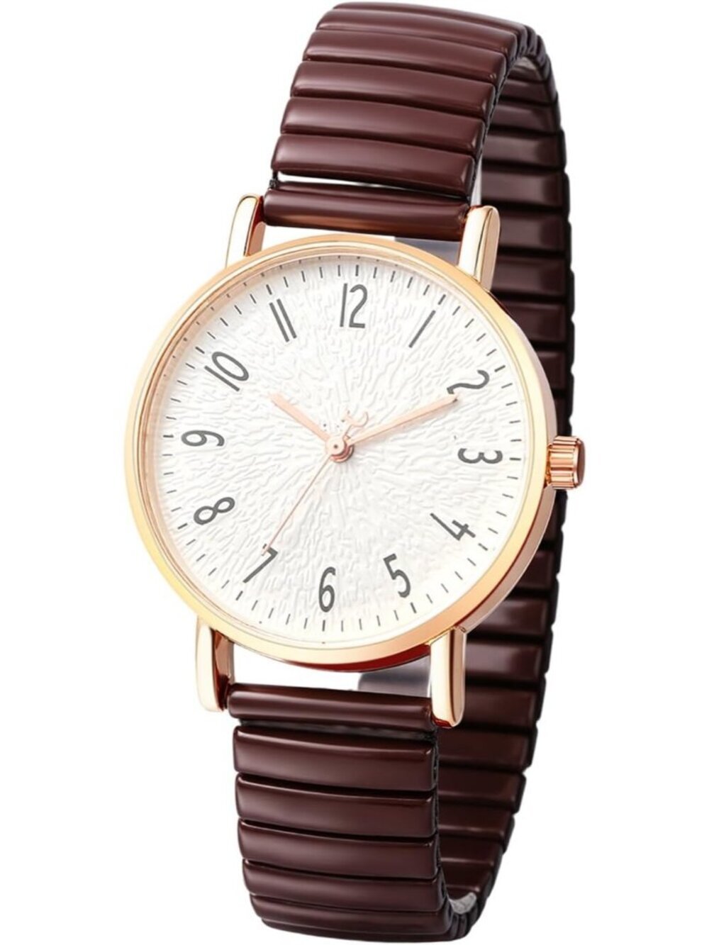 Women's Brown Analog Quartz Elastic Strap Arabic Numerals Waterproof Wrist Watch